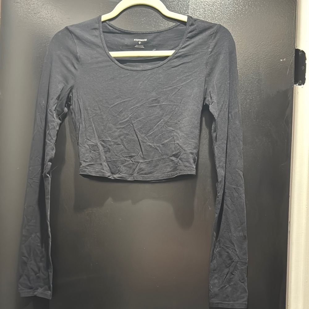 Express Black Long Sleeve Crop Top
